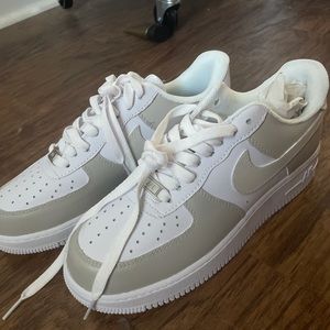 Custom Beige and White Womans Air Force 1 Size 7.5
